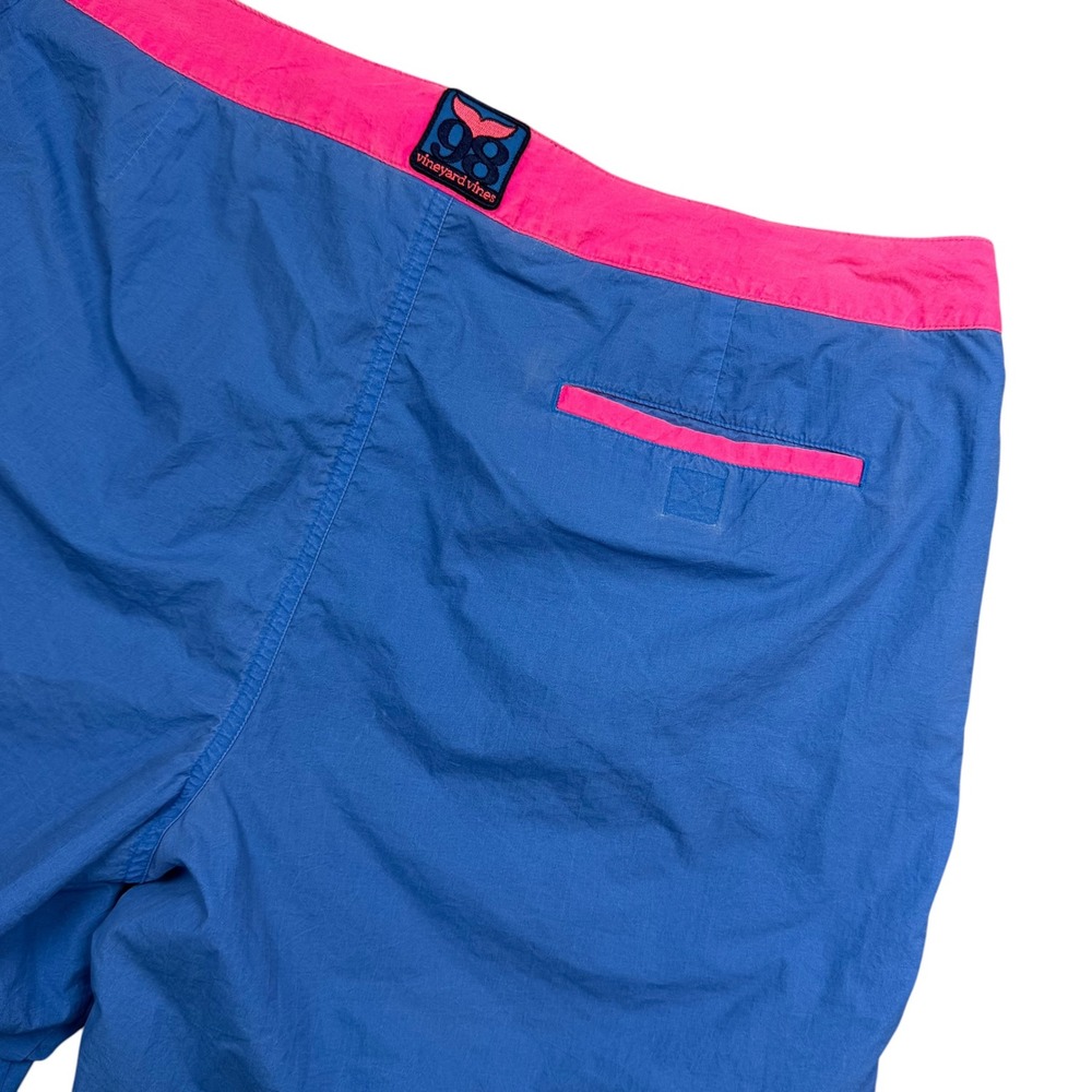 Vineyard Vines Board Shorts Mens 40 Blue Pink 98 Whale Logo Swim Trunks